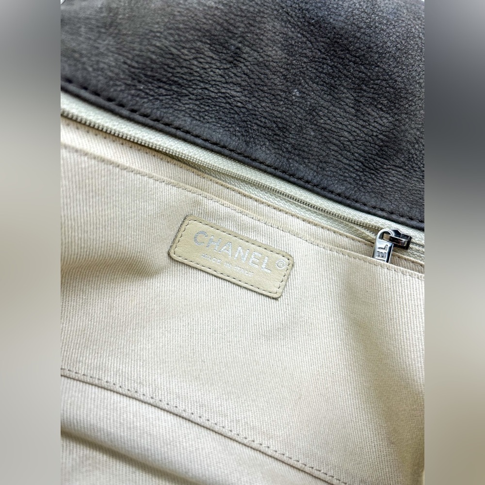 Chanel wild whipstitch flap bag grey suede silver hardware with card - Picture 8 of 16